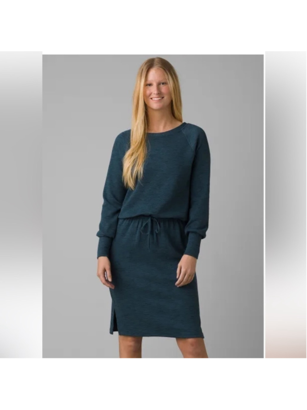 Prana Sunrise Dress long sleeve pockets comfy active wear casual dark sky sz sm
